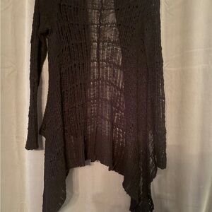 Lani Black Open-Knit Cardigan
